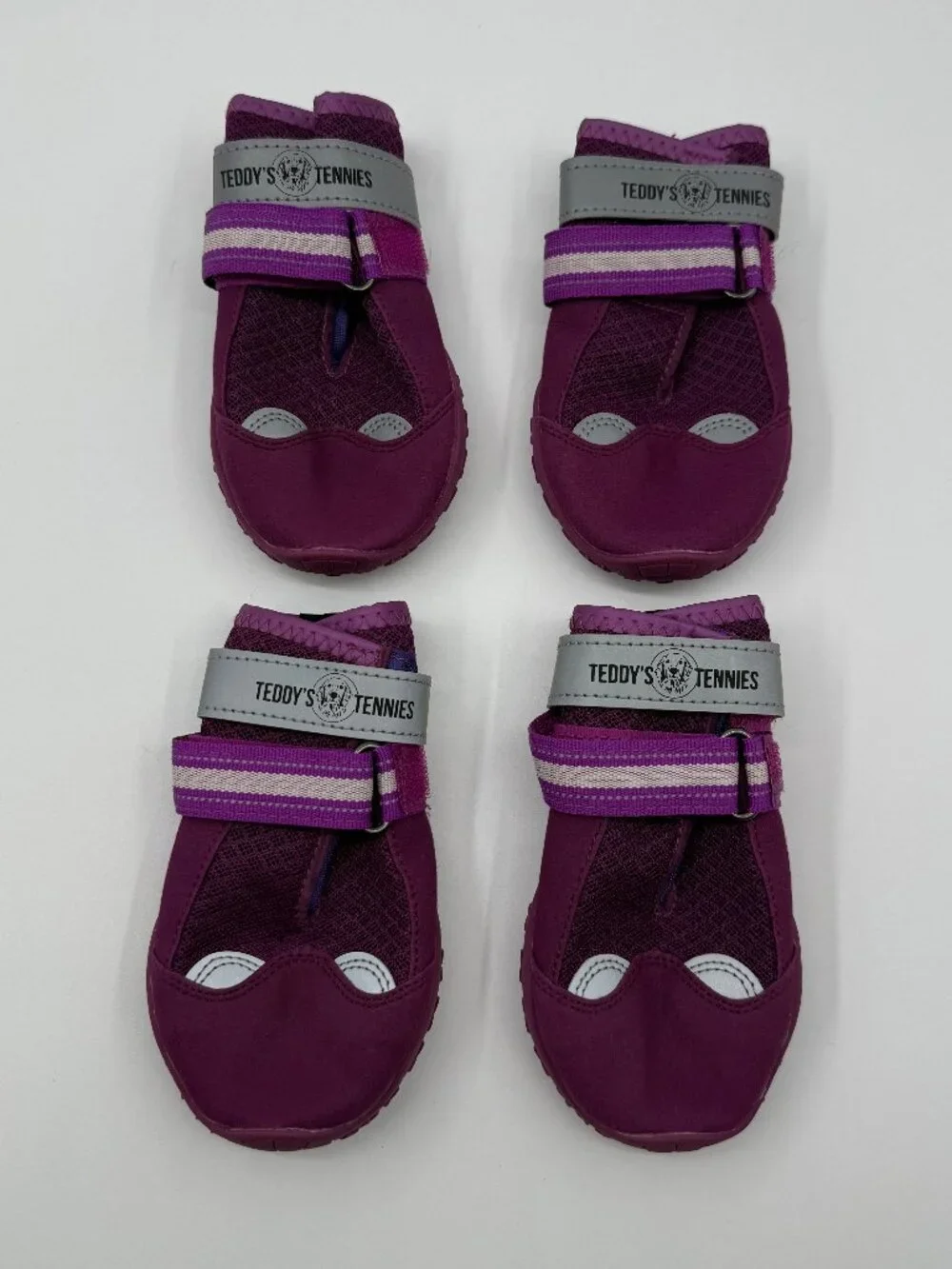 Teddys Tennies Dog Shoes Boots Booties XL Purple Paw Protectors Anti Slip Set 4
